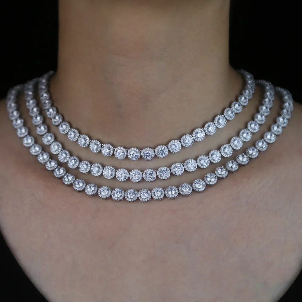 Chokers Iced out bling hiphop women jewelry 16" 18" round shaped 5A cubic zirconia cz cluster chain bridal wedding gift necklace 230927