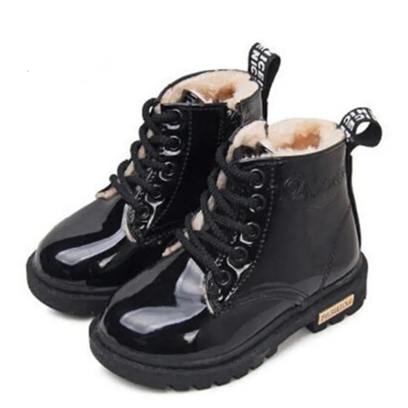 Boots Children Shoes Thickened Boot Child Size 21-36 Boot Boys PU Leather Waterproof Winter Kids Non-slip Snow Shoes Girls Boots 230927