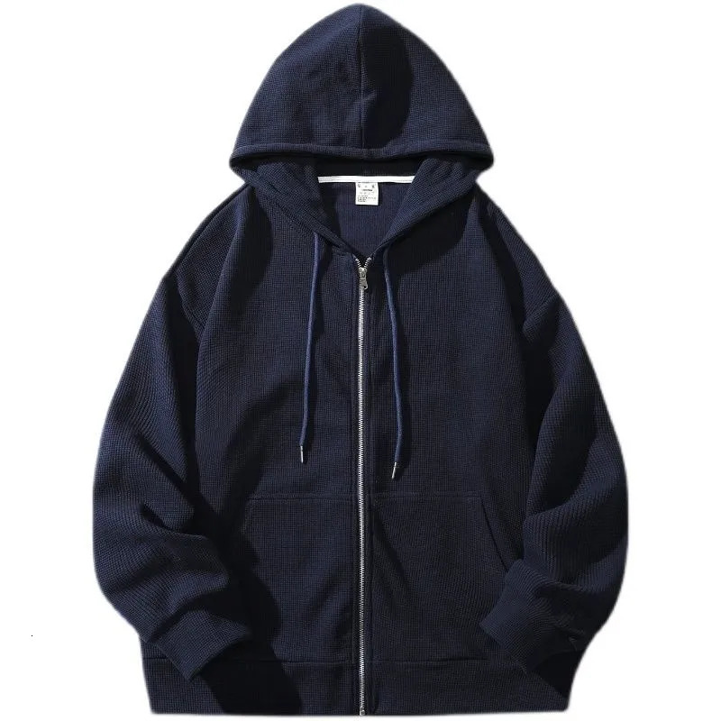 Mens Hoodies Sweatshirts Male Baggy Extfine Man Solid Top Waffle Men Jackets Women Zipper 5XL Color Autumn Casual Hooded 230927