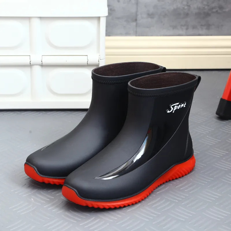 Rain Boots Autumn Black Men's Shoes Fashion Mens Rain Boots Anti-slip Wear-resistant Outdoor Waterproof Shoes Zapatos Para Hombres 230927