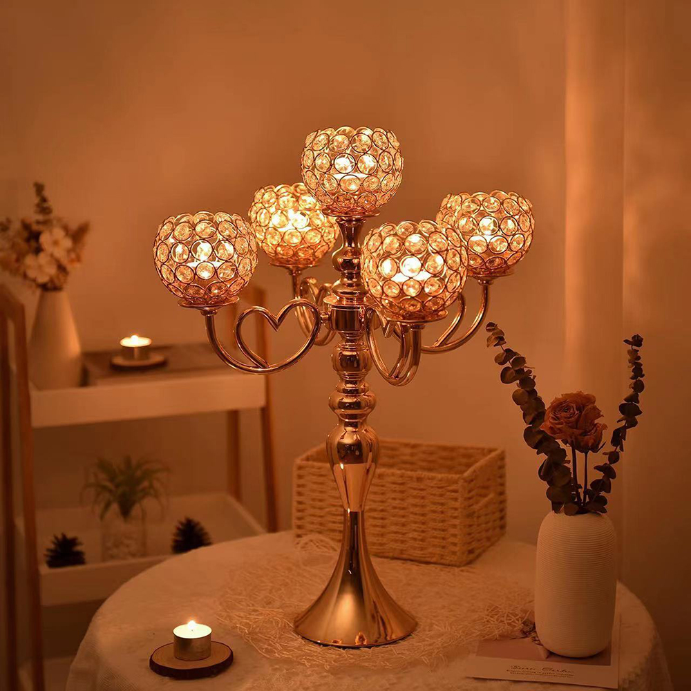 Rose Gold Candle Holders Elegant 54CM Height Tall 5 Arms For Wedding Party Decoration XJ260305