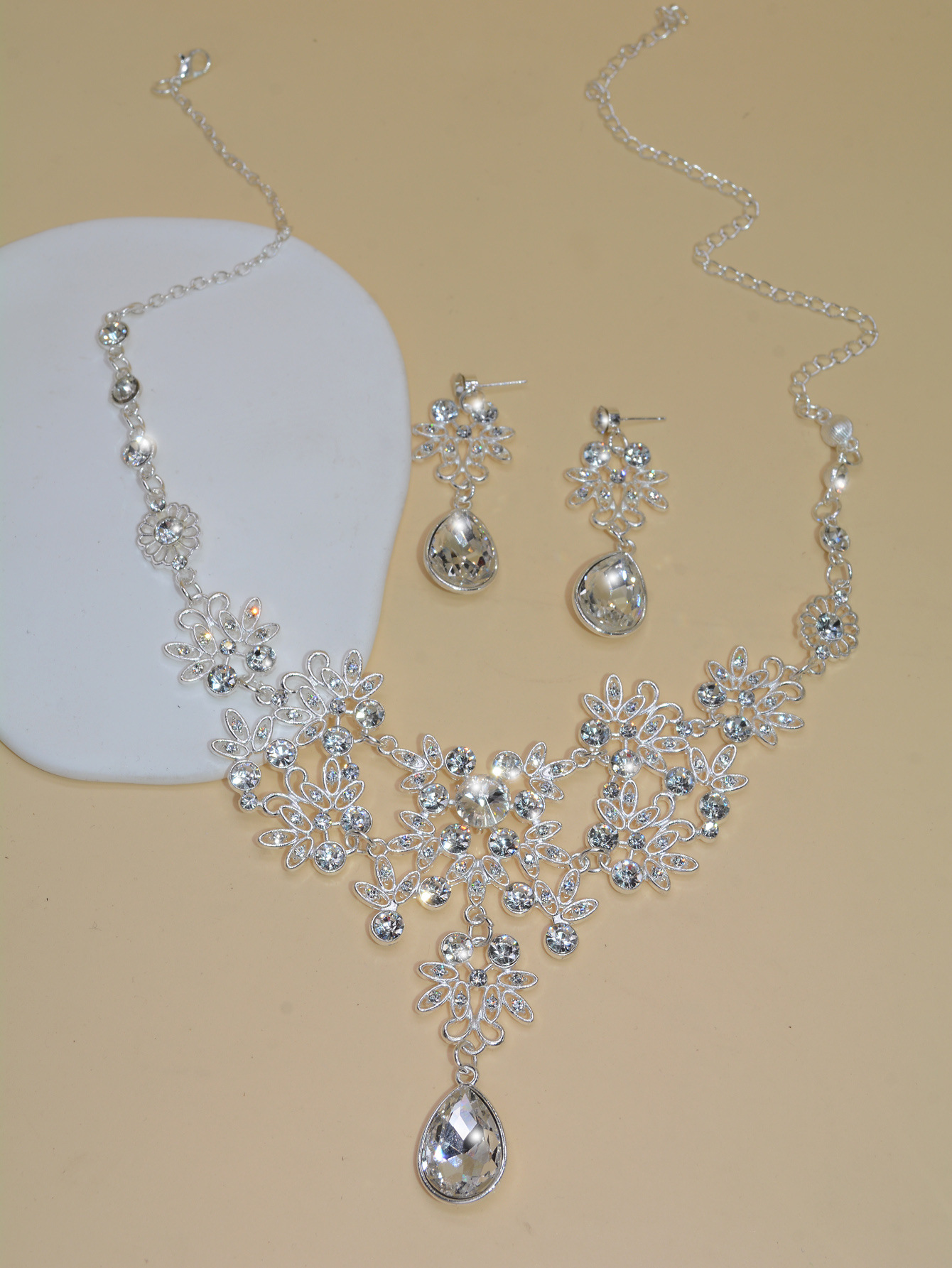 Fashion Crystal Adjustable Bridal Jewelry Sets Wedding Rhinestone Necklace Earrings Jewelry Wedding Accessories