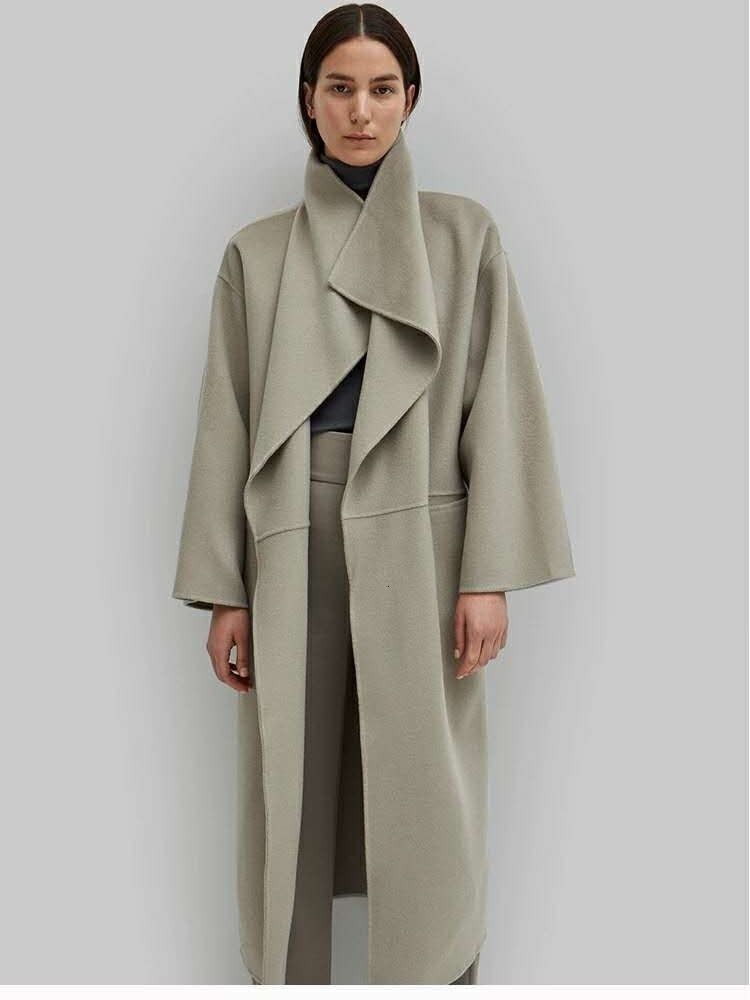 Women's Wool Blends Autumn Winter Doublesided Cashmere Women Long Highend Water Corrugated women's Coat 230926