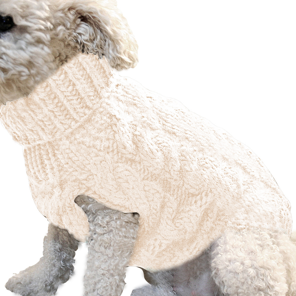 Dog Knitted Sweaters - Turtleneck - Classic Cable Knit Dog Jumper Coat Warm Sweartershirts Outfits for Dogs Cats in Autumn Winter - view 7