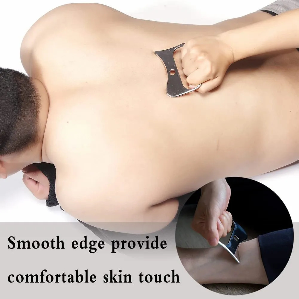 Back Massager Stainless Steel Gua Sha Massager Muscle Scraper Metal Scraping Tool Body Deep Tissue Fascia Face Relaxation Massage Body Shaping 230927