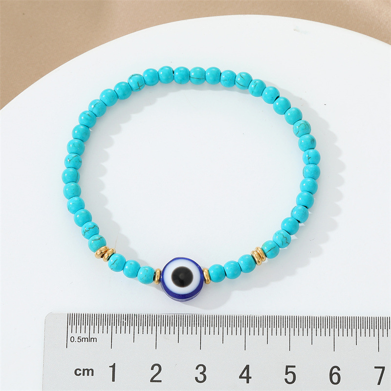 Turkish Blue Evil Eye turquoise bead Bracelet For Women Men Handmade Lucky Eye Elastic Rope Bracelets Jewelry