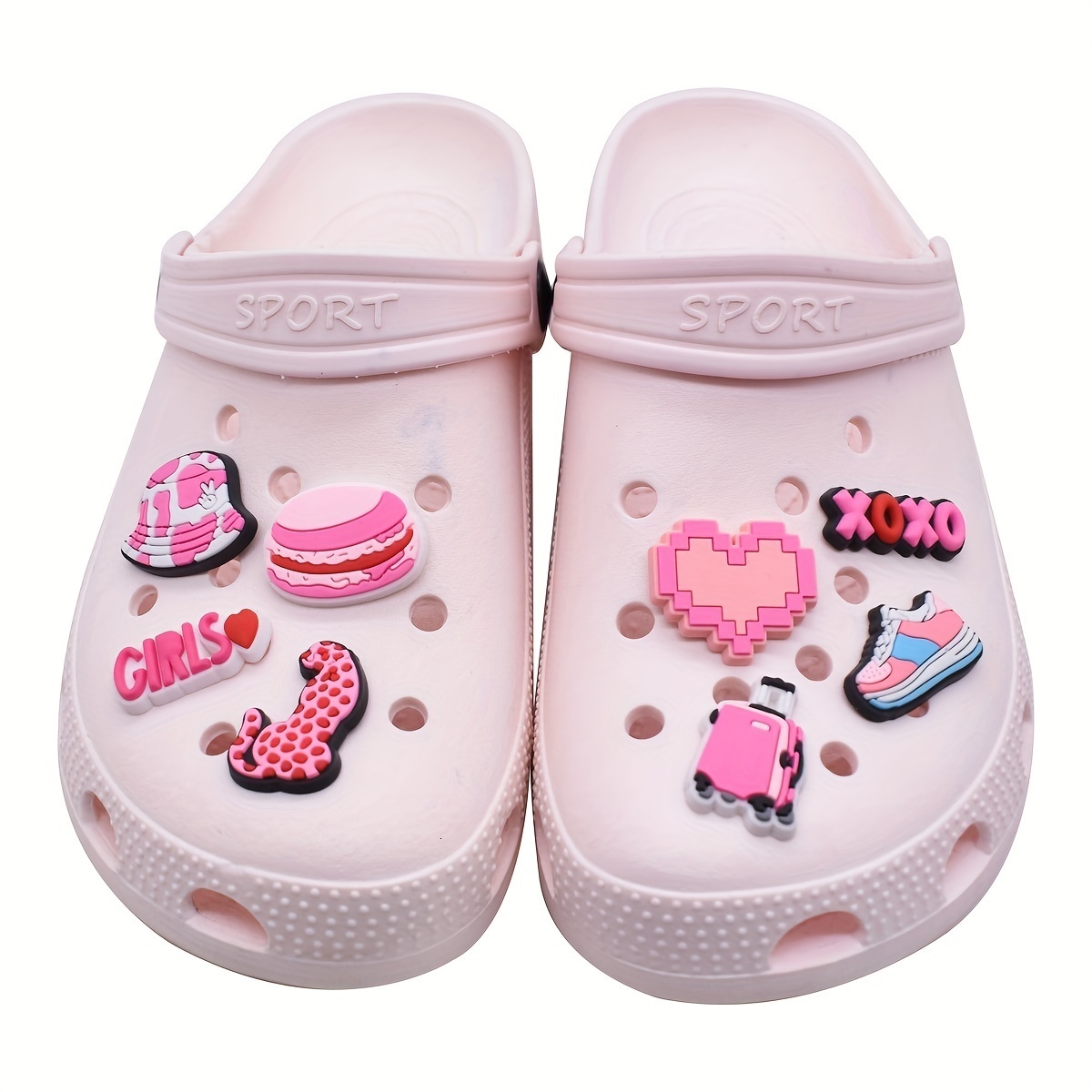 Shoe Parts Accessories Lot of Pink Charms for Bubble Slides Sandals PVC Decorations Christmas Birthday Gift Pa 230926