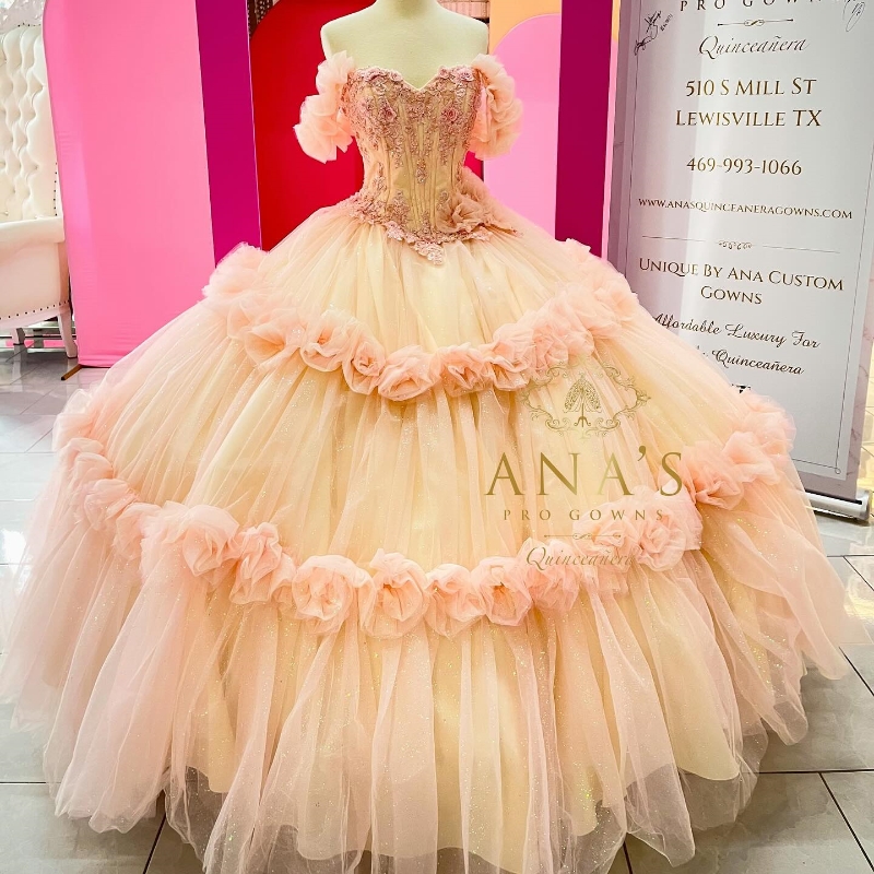 Pink Sparkle Beaded Quinceanera Dresses Sequined Off Shoulder Ball Birthday Gown Tull Vestidos De 15 Anos Sweet 16