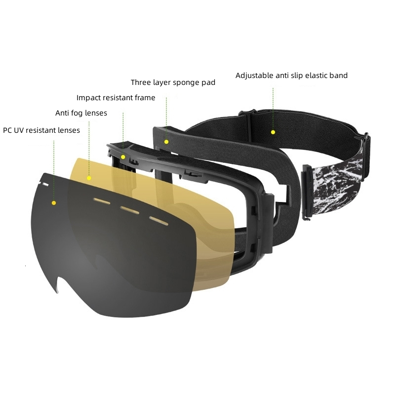 Outdoor Eyewear Snapon Double Layer Lens PC Skiing Antifog UV400 Snowboard Goggles Men Women Ski Case 230926 - view 3