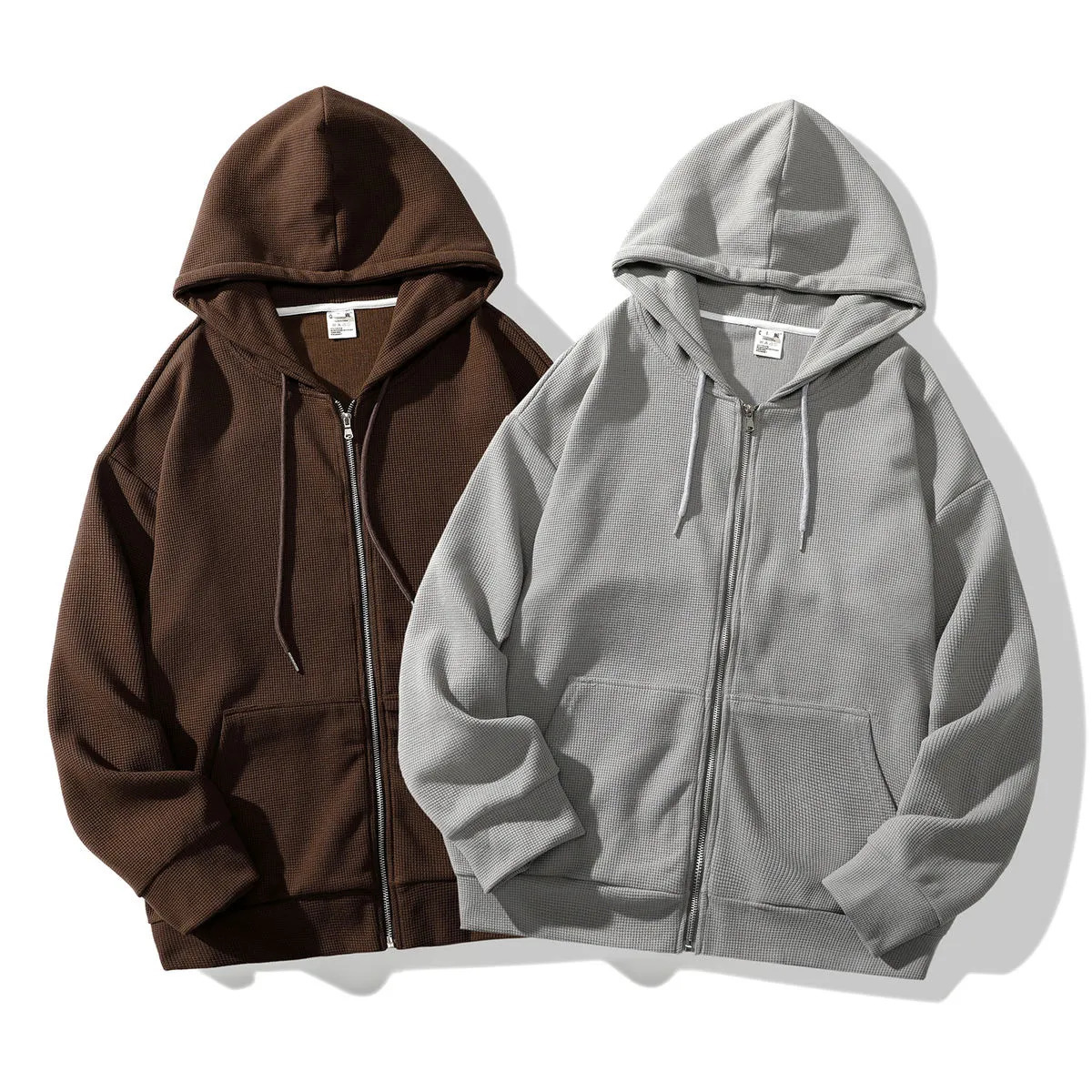 Mens Hoodies Sweatshirts Male Baggy Extfine Man Solid Top Waffle Men Jackets Women Zipper 5XL Color Autumn Casual Hooded 230927