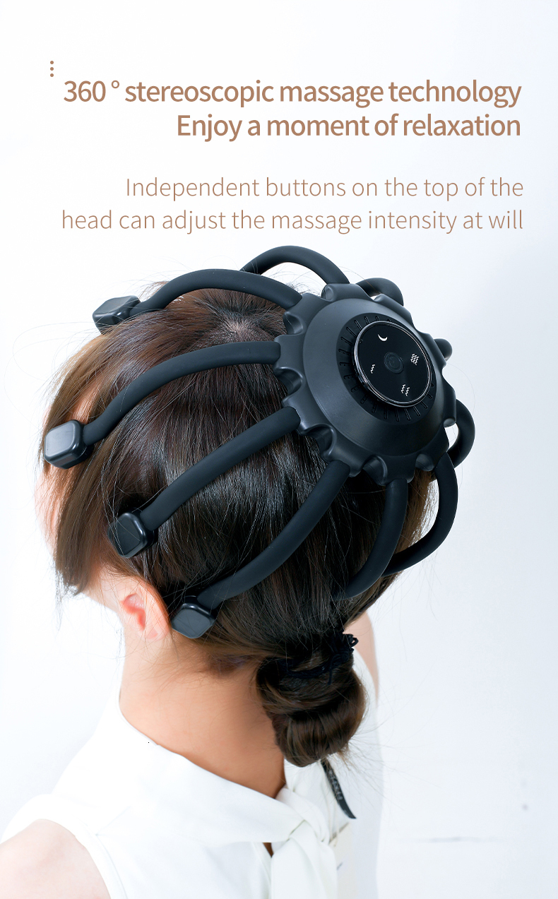 Head Massager Electric Head Massager Octopus Scalp Massage Bluetooth Music Vibration Head Scratcher For Relax Stress Relief Improve Sleep 230926