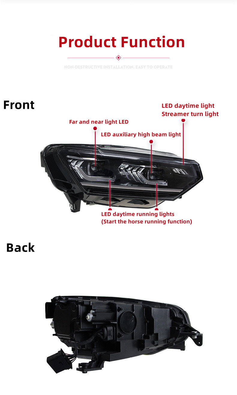 Headlight All LED For VW TAYRON 20 19-20 22 LED Front Headlight Projecto Headlight DRL Hid Head Lamp