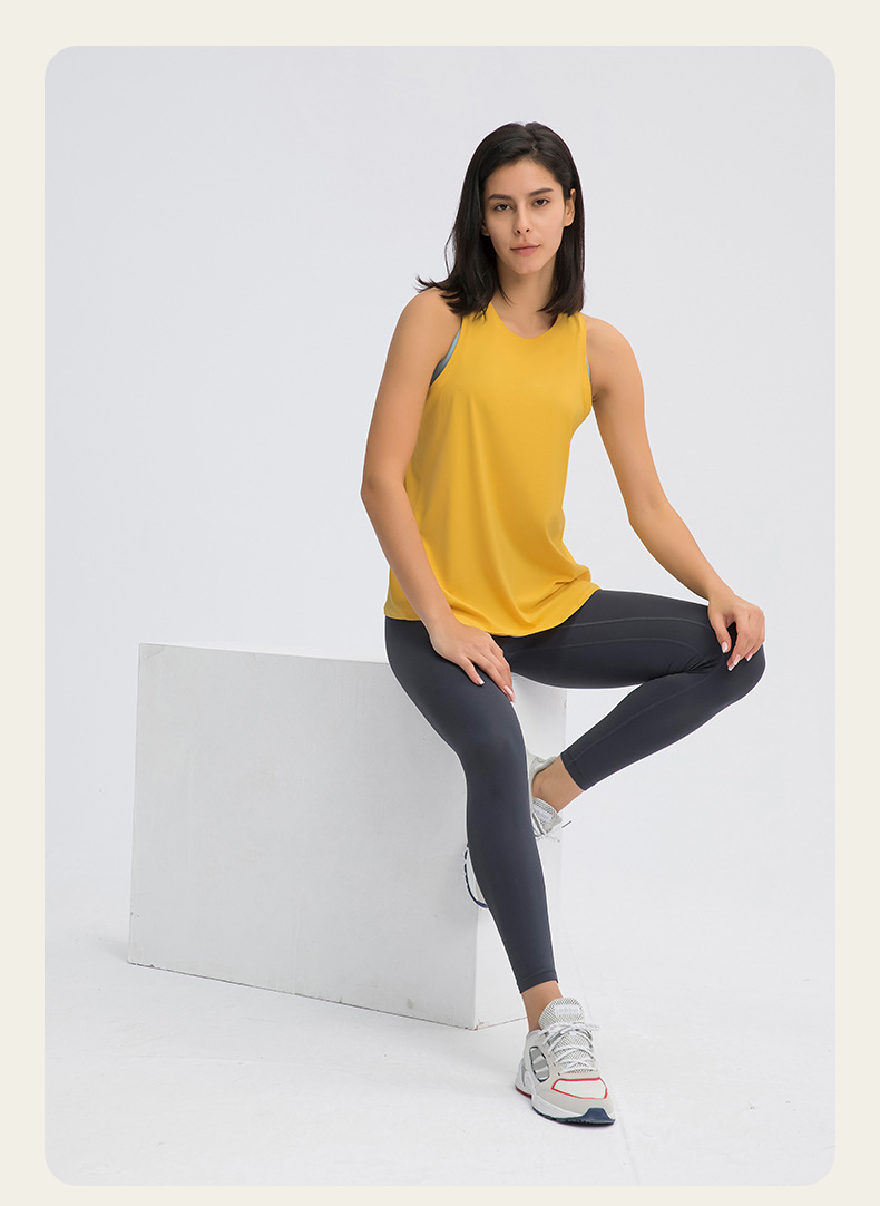 2025--Women Yoga Sleeveless Smock Women Open back Tanks Sports Top Loose Casual Running Fitness Thin and Light Tank Top