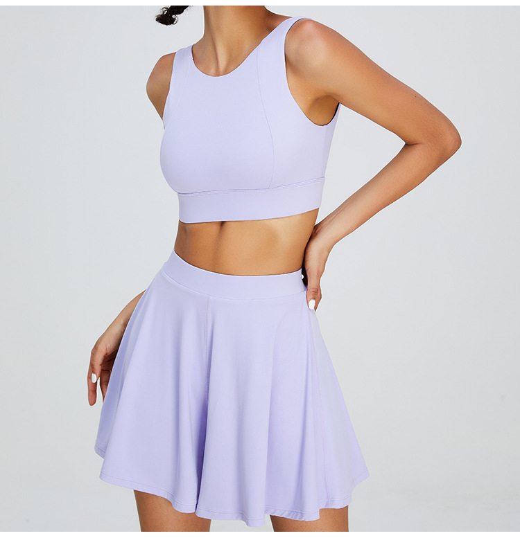 Uu-1195 Running Fiess Set Women Anti-Slip Tennis Culottes Shorts Quick-Drying High-Waist Yoga Bra