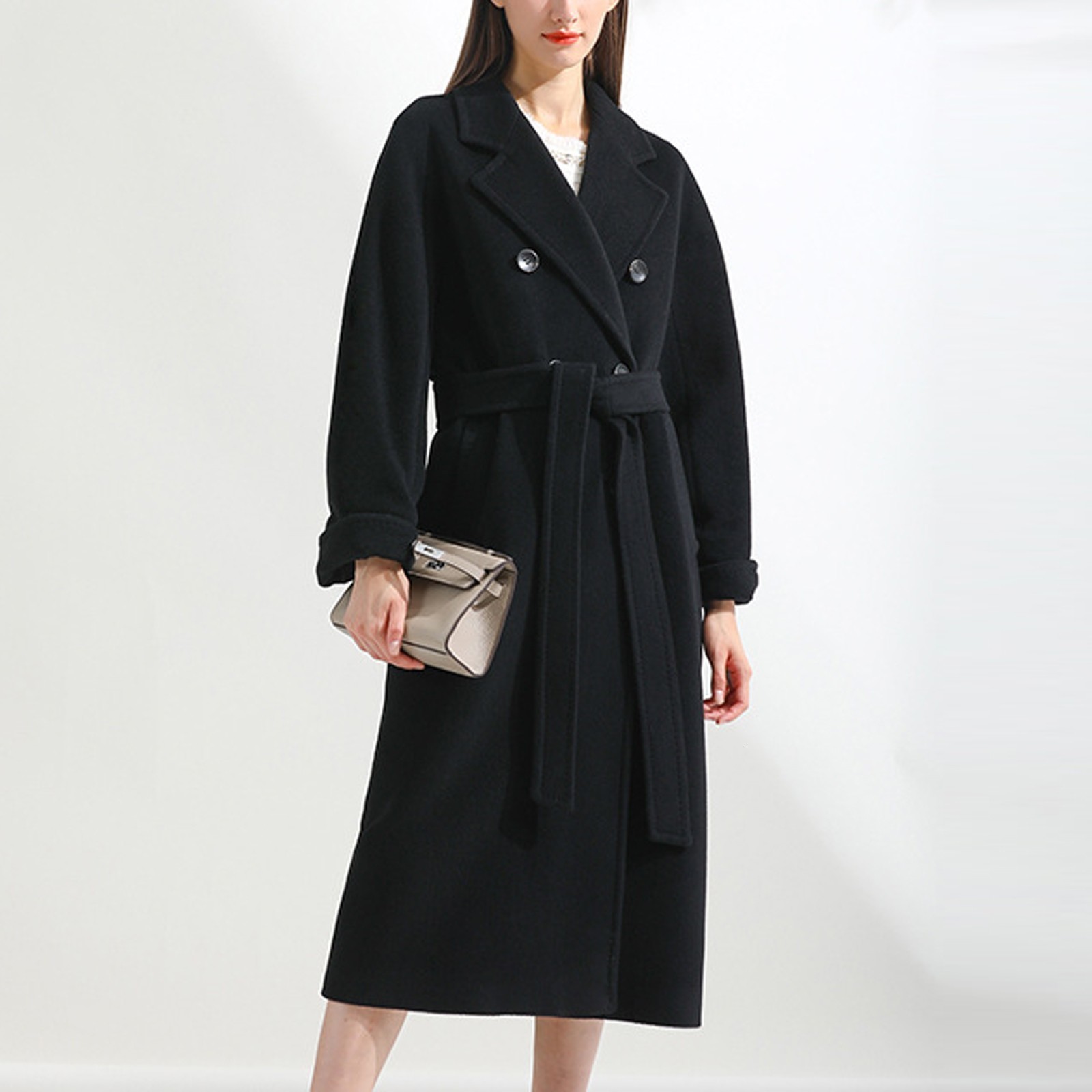 Women's Wool Blend'S Fashion Solid Color Woolen Coat DoubleBreasted MidLength Comfortable Soft And Warm Abrigo Mujer 230926