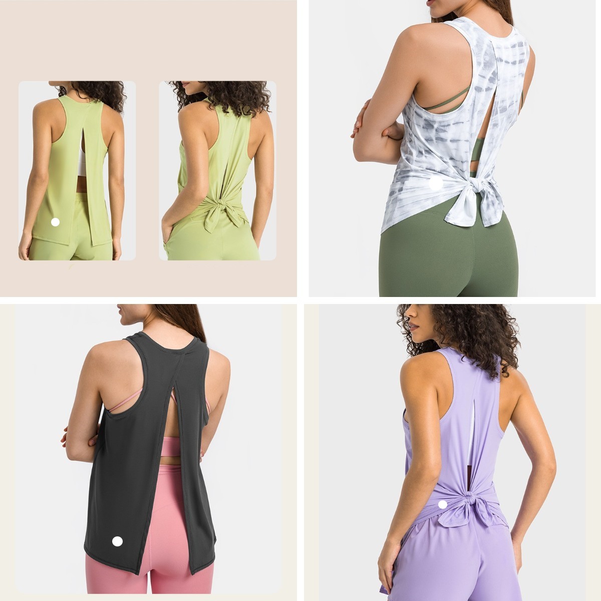 2025--Women Yoga Sleeveless Smock Women Open back Tanks Sports Top Loose Casual Running Fitness Thin and Light Tank Top