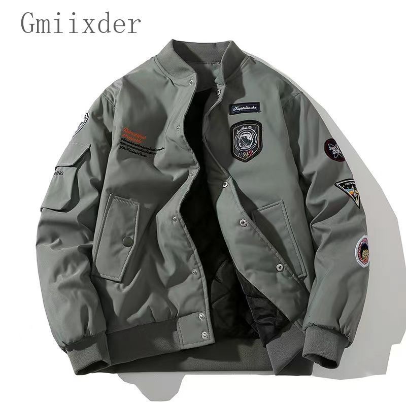 Men's Down Parkas Autumn Winter Thickened Baseball Uniform Cotton Coat Loose Hip Hop Cool Bomber Jacket Couple High Street Workwear 230926