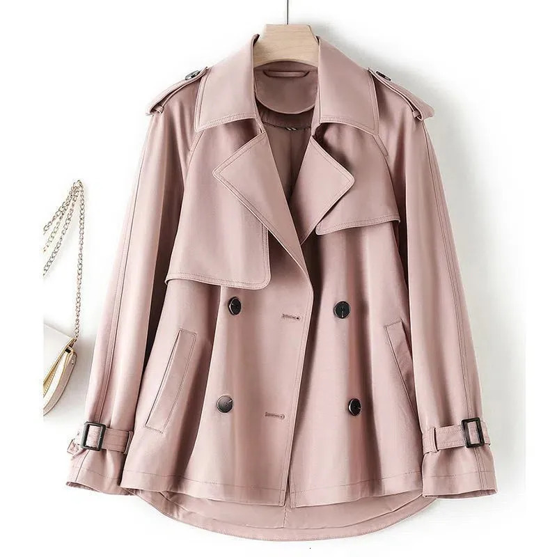 Womens Trench Coats Short Windbreaker Women Spring Autumn Fashion Khaki Pink Black Coat Loose Female DoubleBreasted Outerwear 230927