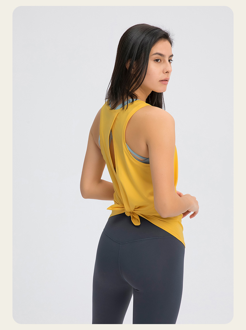 2025--Women Yoga Sleeveless Smock Women Open back Tanks Sports Top Loose Casual Running Fitness Thin and Light Tank Top