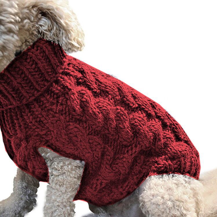 Dog Knitted Sweaters - Turtleneck - Classic Cable Knit Dog Jumper Coat Warm Sweartershirts Outfits for Dogs Cats in Autumn Winter - view 8