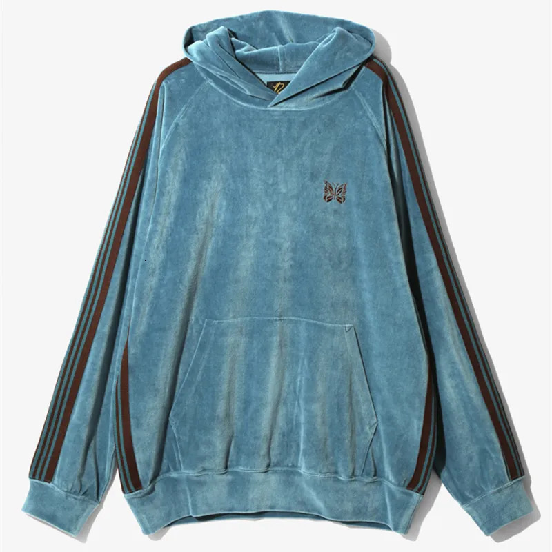 Mens Hoodies Sweatshirts Vintage Dark Grey Velvet Needles Hoodie Men Women 1 Oversized Red Embroidery Butterfly AWGE Pullover Hip Hop 230927