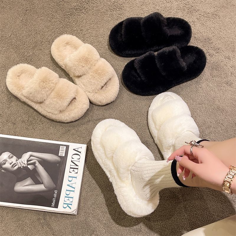 Slippers Winter Fluffy Slippers Women House Home Fur Slippers For Women Flat Platform Cozy Fuzzy Indoor Shoes Korean Slides 230926