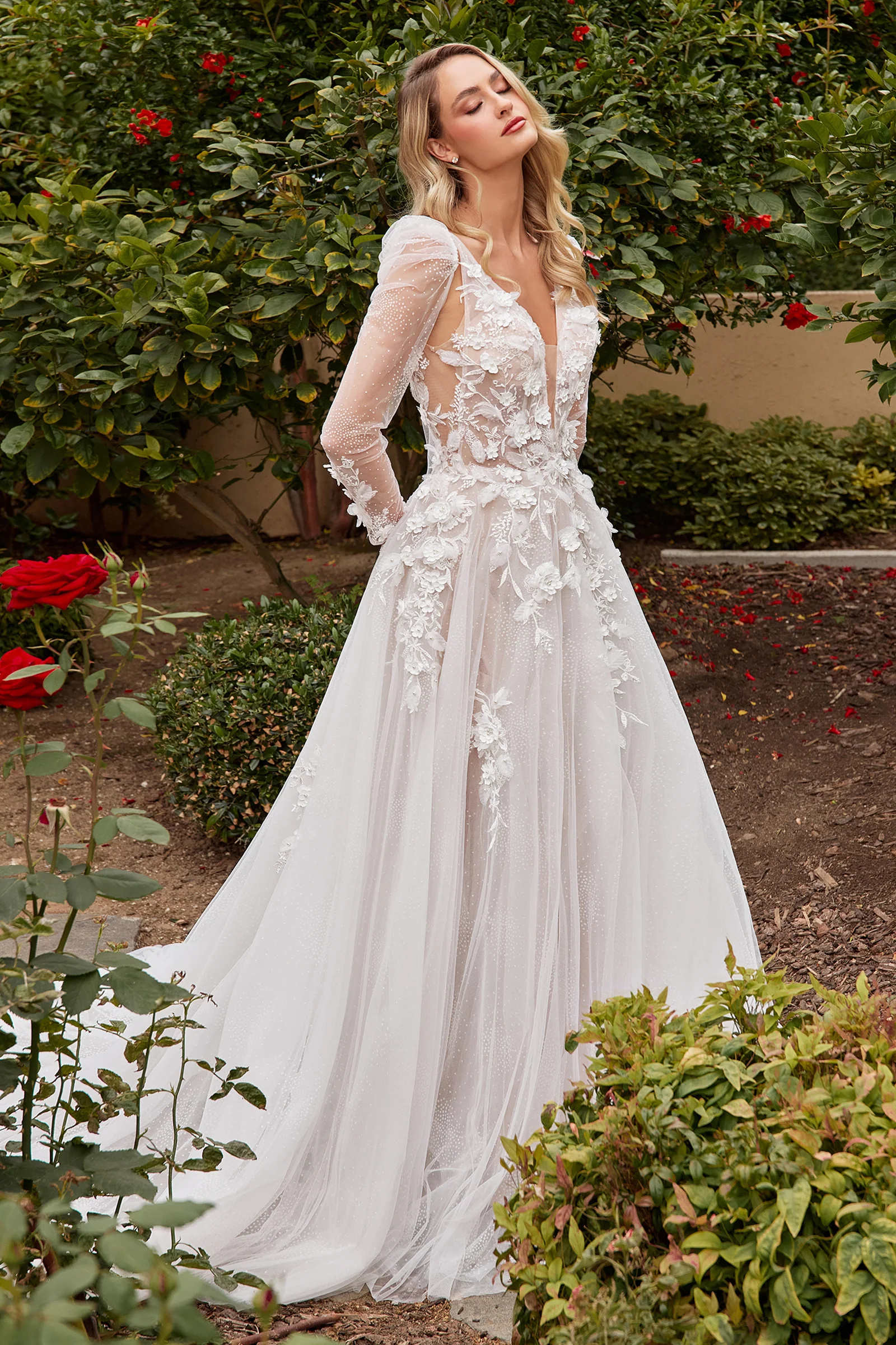 Bohemian Country A Line Wedding Dress Detachable Long Sleeve V Neck Elopement Bridal Gowns Bride Shower Lace Puffy Tutu Dress