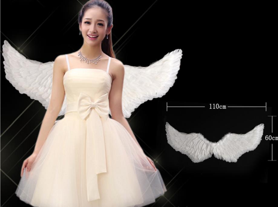 Women Angel Feather Wing with Elastic Straps Swallow Shape Halloween Party Divine Fairy Goddess Queen Costume Accessories 43.3X19.7inch
