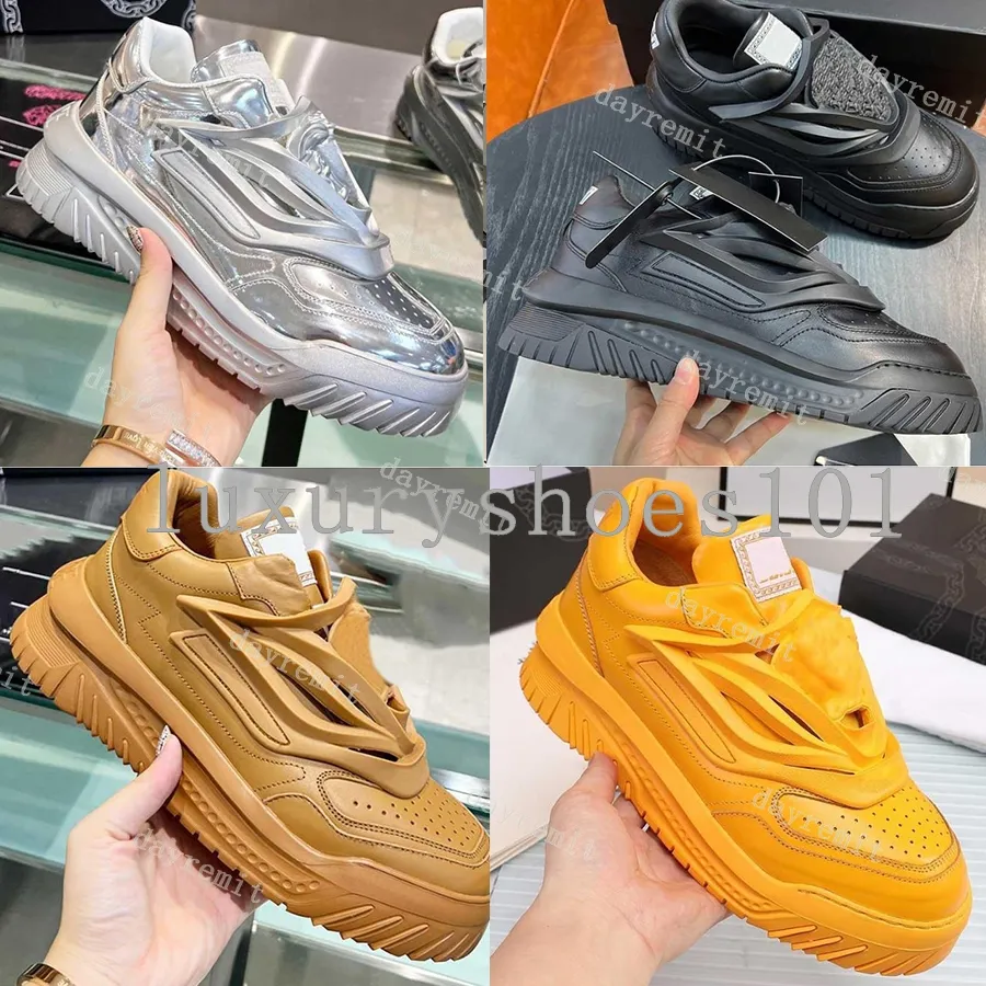 Designer Odissea Sneakers Women Mens Casual Shoes Thick Greek Soles Sneaker Chain Trainers Rubberized Cattle Leather Trainers