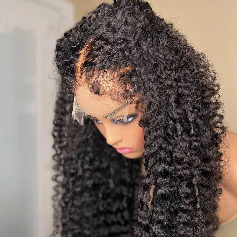 New launched 4c edge Kinky Curly full hd lace Human Hair Wig 360 Hairline Transparent Lace Front Human Wig Ready to Go wig no glue 150%