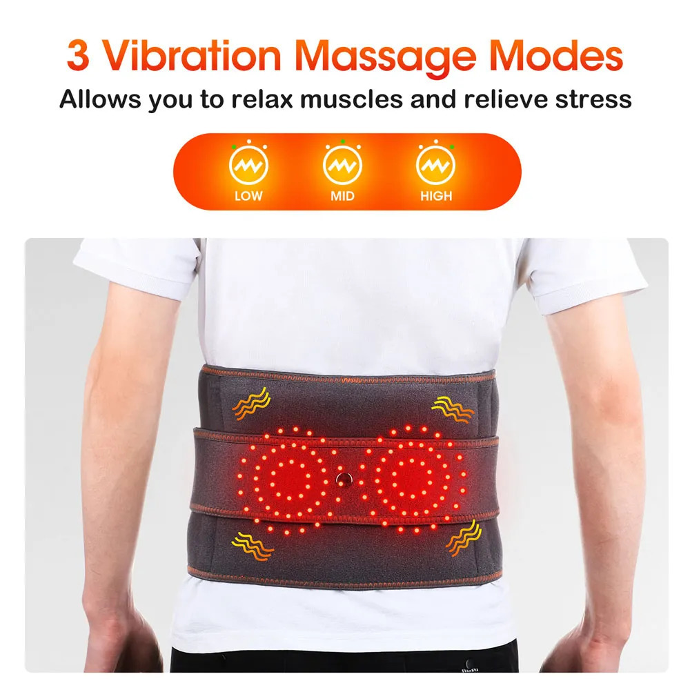 Back Massager Waist Massager Support Belt Vibrador Back Pain Relief Lower Lumbar Pad 3-Level Compreses for Physio Rehabilitation 230927