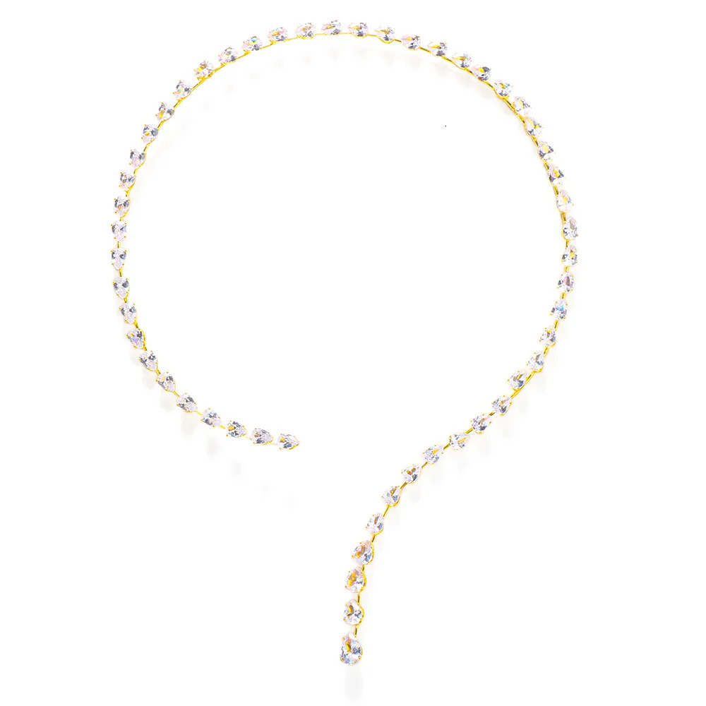 Chokers Stonefans Fashion Zircon Pendant Choker Water Drop for Women Vintage Clavicle Chain Crystal Collar Necklace Bridal Jewelry Gift 230927