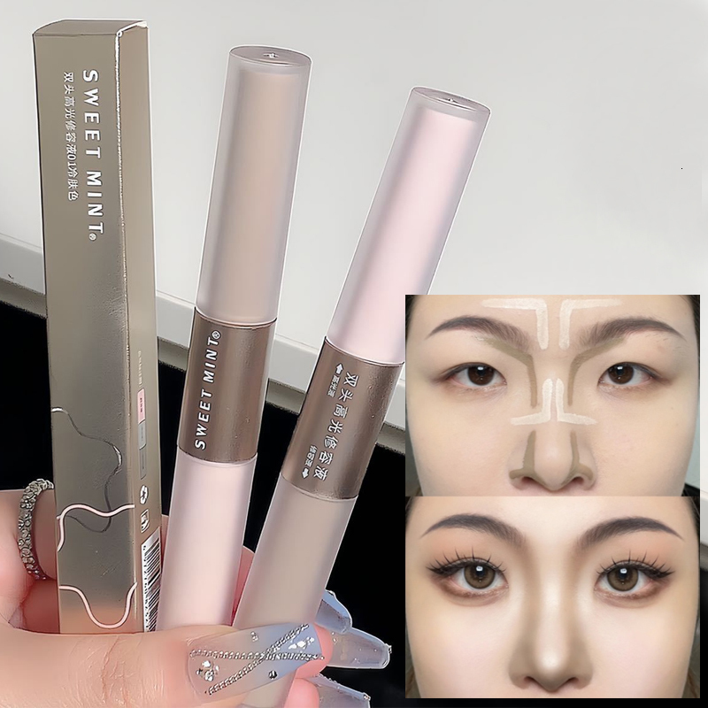 Concealer Double-ended Highlighting Contouring Stick 2-in-1 Concealer Pencil Cement Grey Three-dimensional Nose Shadow Bronzers Makeup Pen 230926