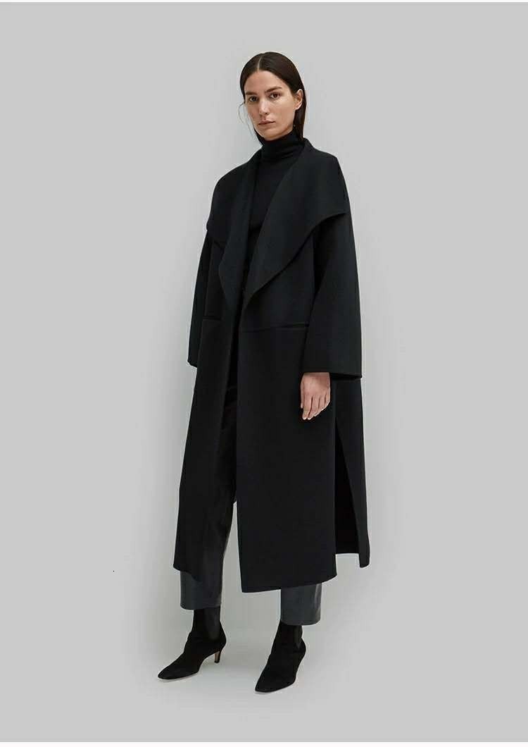Women's Wool Blends Autumn Winter Doublesided Cashmere Women Long Highend Water Corrugated women's Coat 230926