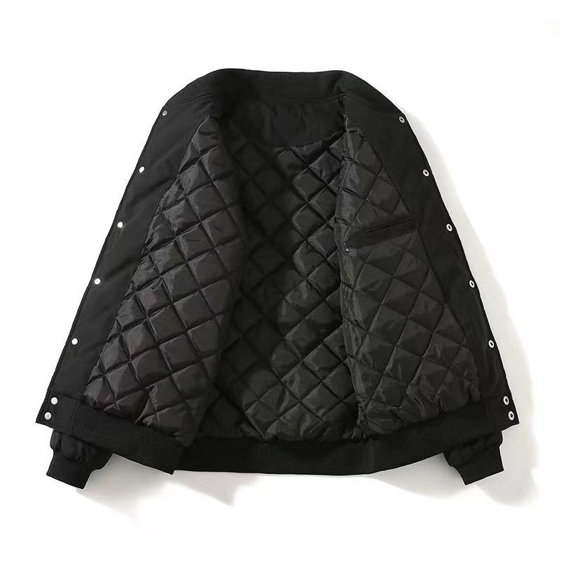 Men's Down Parkas Autumn Winter Thickened Baseball Uniform Cotton Coat Loose Hip Hop Cool Bomber Jacket Couple High Street Workwear 230926