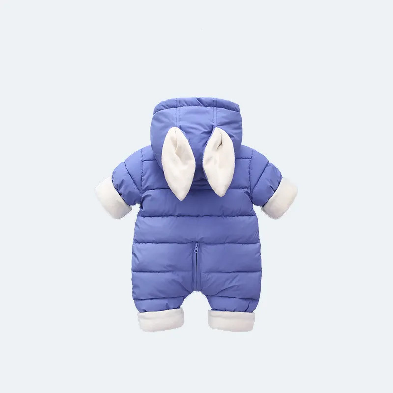 Rompers OLEKID Winter Baby Rompers Plus Velvet Warm Baby Girl Snowsuit Cartoon Rabbit Baby Boys Jumpsuit Toddler Overalls Clothes 230927