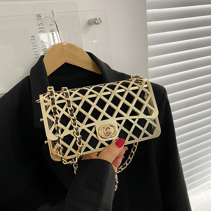 Chain Cross body Cage Bag Evening Bag Metal Cages Hollow out Clutches Purse for Party Handbags Crossbody Hollow Out New