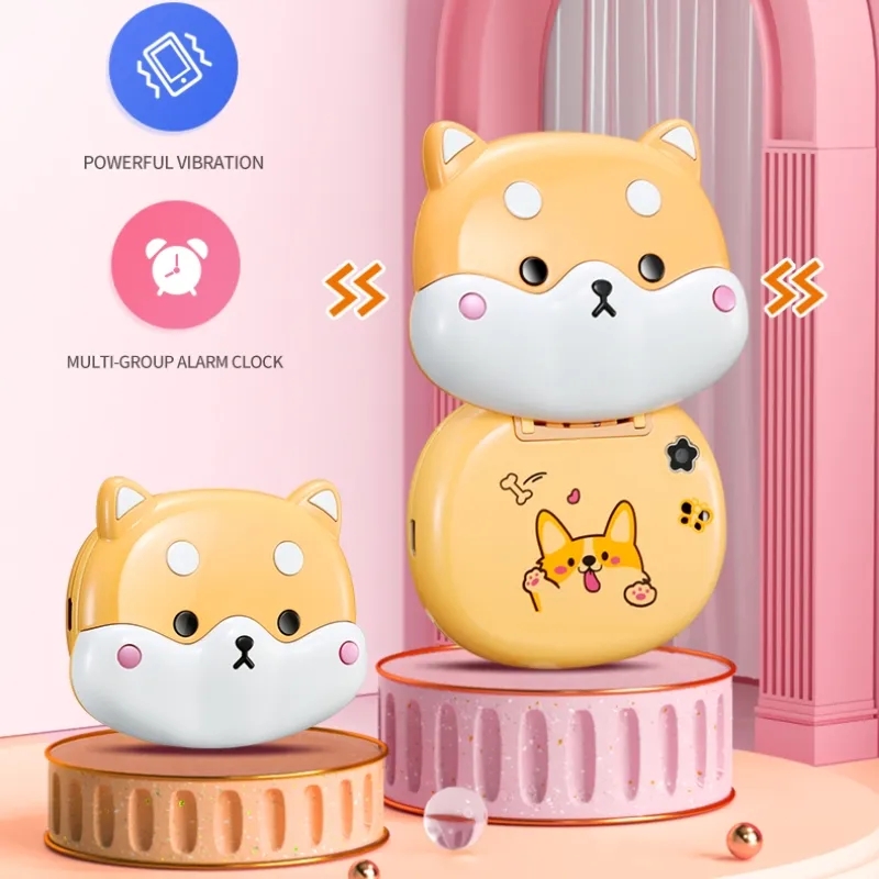 New Cute Mini Cartoon Mobile Phone Best Gift For your Child Flip Cartoon Kids Children Dual Sim 2G GSM Keyboard Botton MP3 Player Unlocked Cellphone