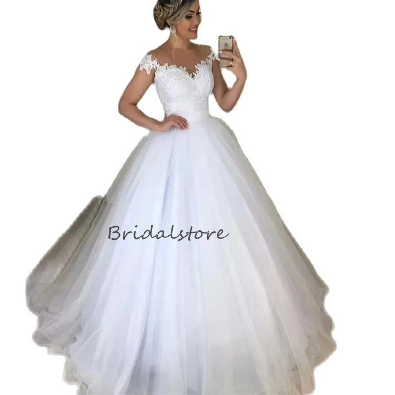Modern White Detachable Train Wedding Dress 2023 2 in 1 Off Shoulders Ball Gown Country Bridal Dress Simple Garden Country Vestido De Noiva Casamento 