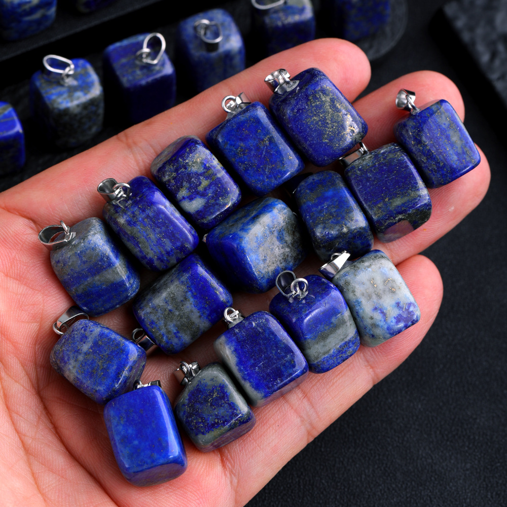 Irregular square Natural Stone Lapis Lazuli Pendant Charms for Jewelry Making Keychain Necklace Accessorie