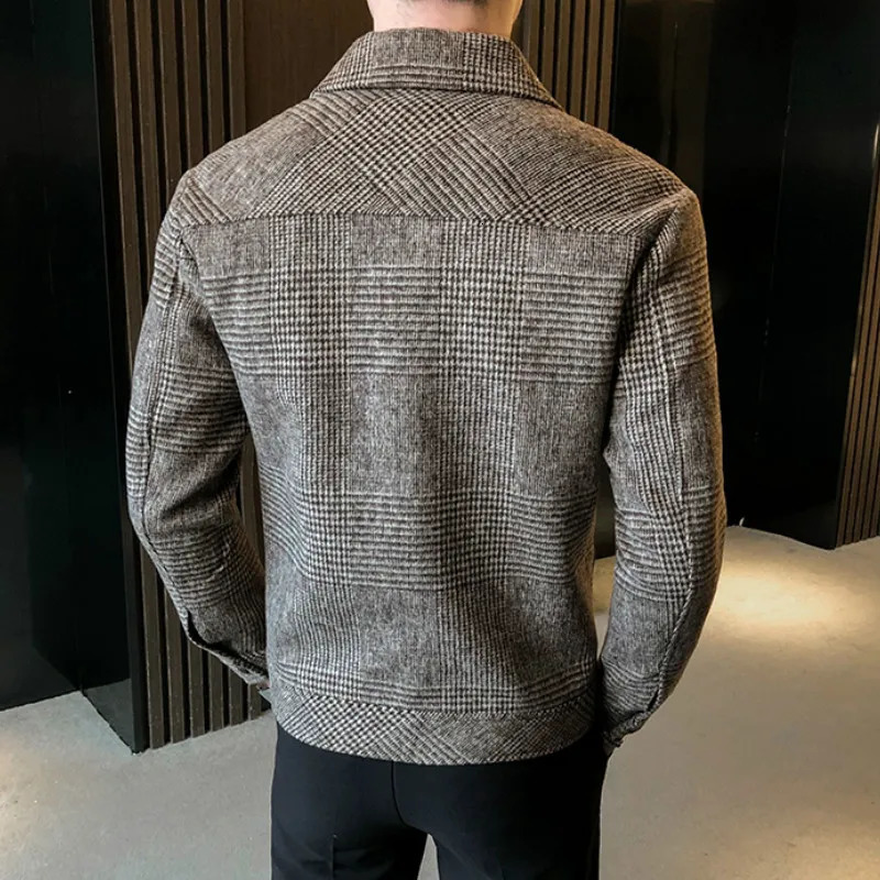 Men's Wool Blends Plaid Jackets Men Trench Coat Jacket Outwear Casual Slim Fit Thicker Winter High Quality Steetwear Windbreaker 230928