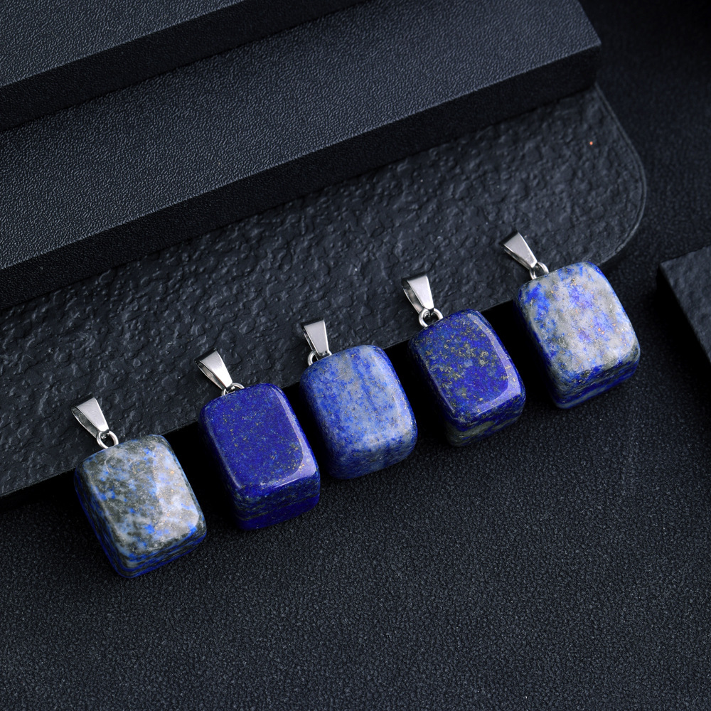 Irregular square Natural Stone Lapis Lazuli Pendant Charms for Jewelry Making Keychain Necklace Accessorie