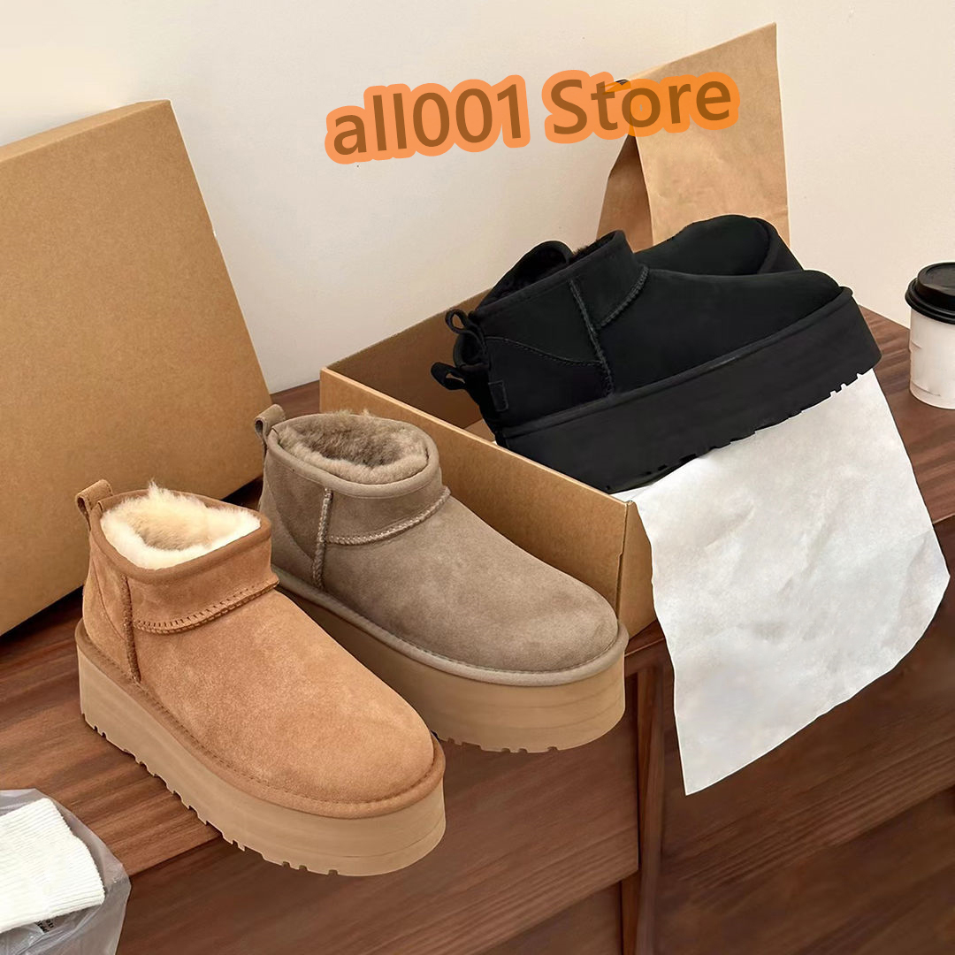 Designer women ultra mini boots tasman slippers chestnut fur slides sheepskin australian classic platform fur snow boot mustard seed winter women men