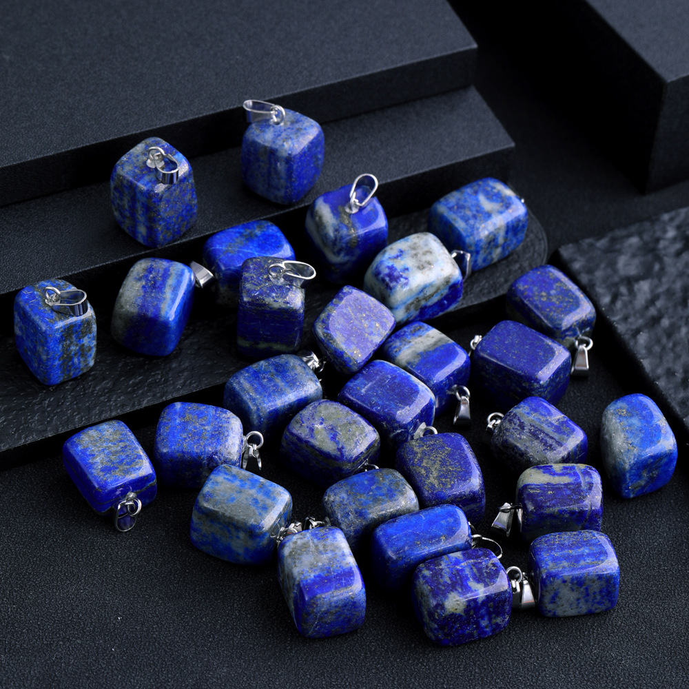 Irregular Square Natural Stone Rose Quartz Topaz Red Agate Pendant Charms for Jewelry Making Keychain Necklace Accessorie