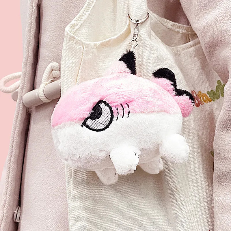 Plush Keychains Cute Cartoon Plush Toy Keychain Baby Pink Sharkitty Keychain Kawaii Plush Key Ring Ladies Student Bags Luggage Pendant 230927