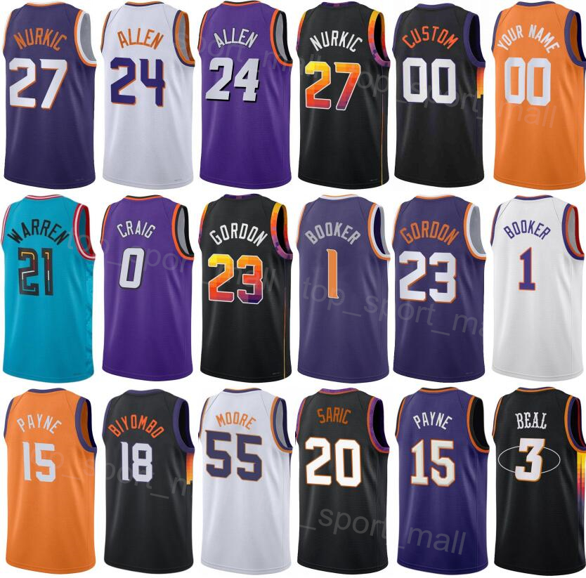 Man Kids Printed Basketball Bradley Beal Jersey 3 Devin Booker 1 Jusuf Nurkic 23 Kevin Durant 35 TJ Warren 21 Darius Bazley 55 Grayson Allen 24 City Association Sport