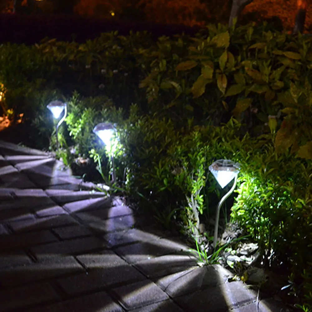 2pcs Outdoor LED Solar Light Pathway Landscape Ground Mount Lamp Diamond Shape Garden Lamp Fence Solar Lamp LED Light LL