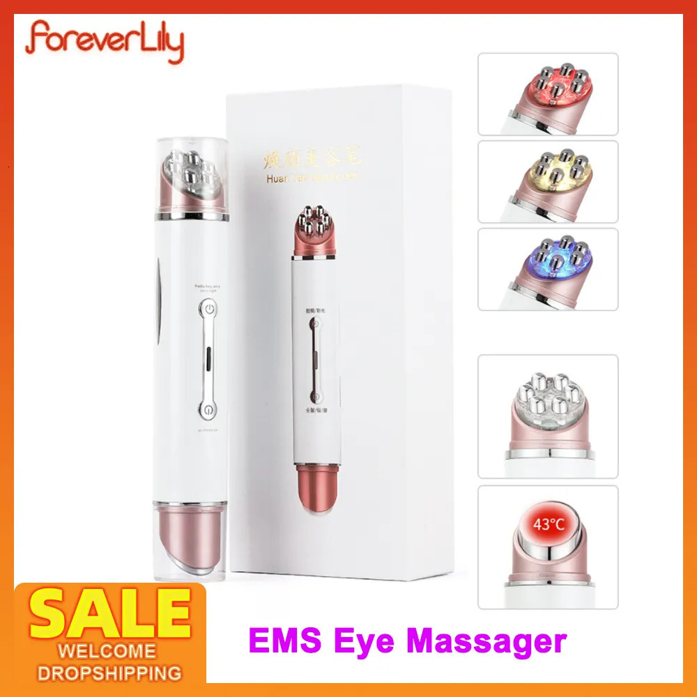 Face Care Devices Mini EMS Eye Skin Firm Machine ION Heat Eye Massager Anti Wrinkle LED Pon Rejuvenation Beauty Pen 230927