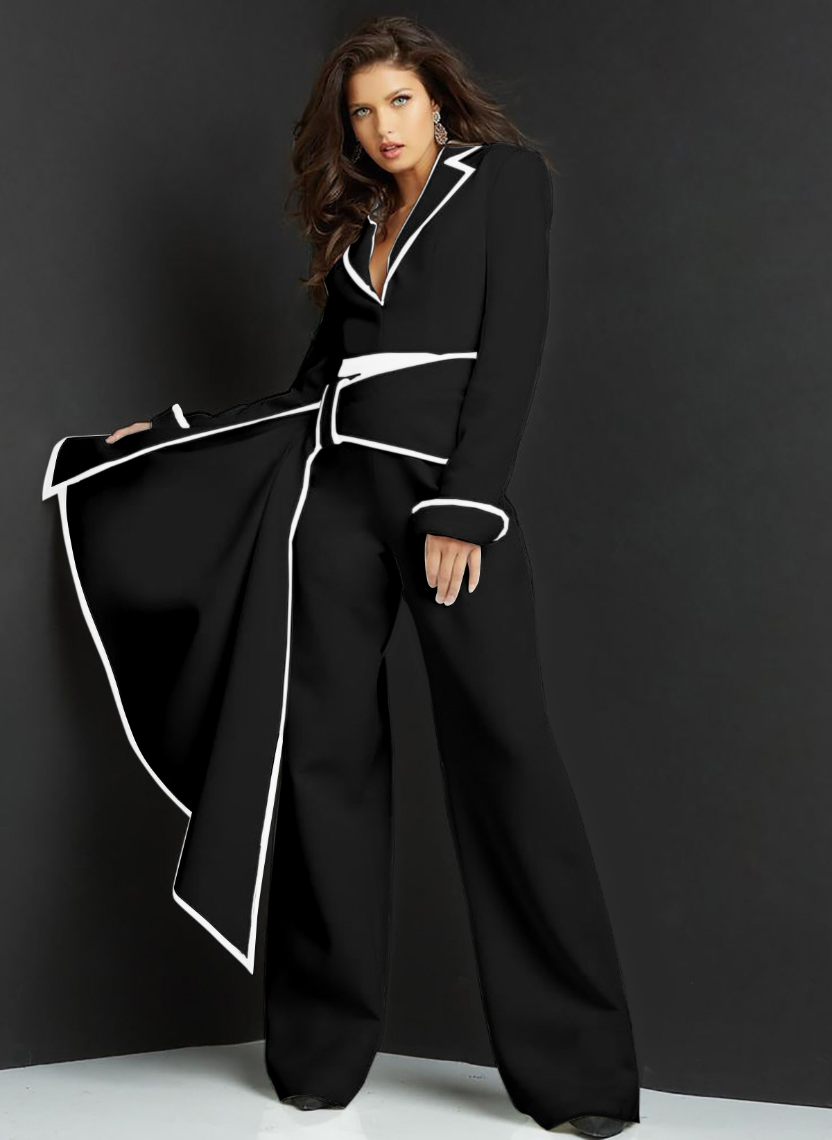 2 Pieces Red Carpet Fashion Women Pants Suits Color Matching White Black Wedding Blazer Sets Prom Evening Party Wear