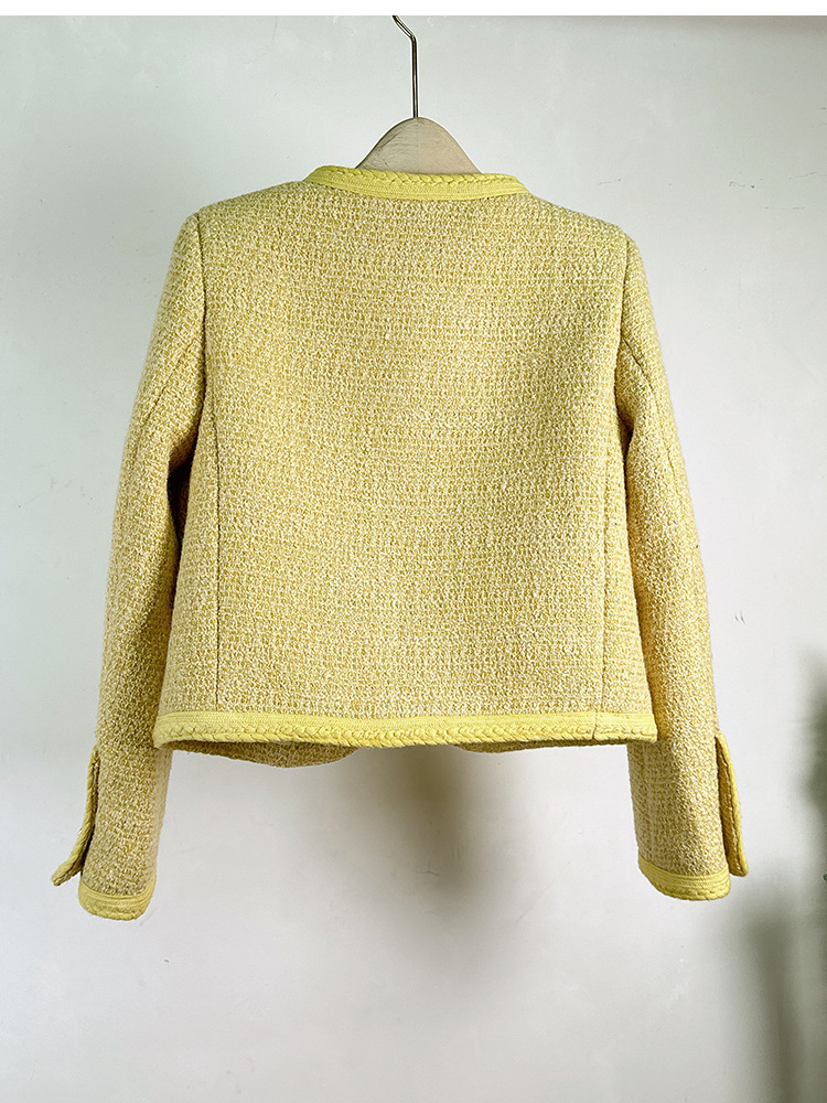 913 XXXL 2023 Milan Runway Autumn Womens Outwear Long Sleeve Crew Neck Coat Button Yellow Pink Fashion Clothes Women